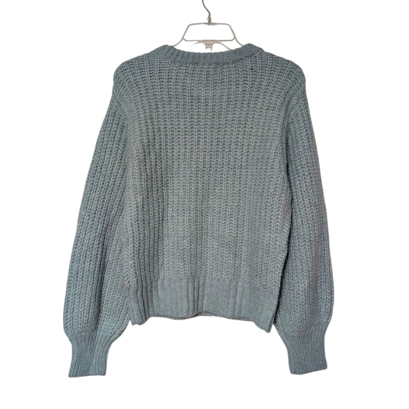 Evolution Stitch Fix Aqua Blue Balloon Sleeve Cable Knit Sweater Size Medium - Picture 2 of 7